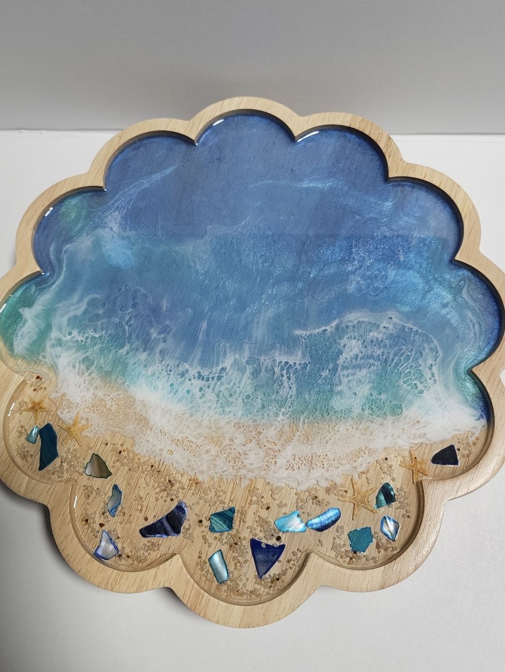Ocean Wave Resin Beach Tray - Blue & Turquoise - Picture 2 of 6